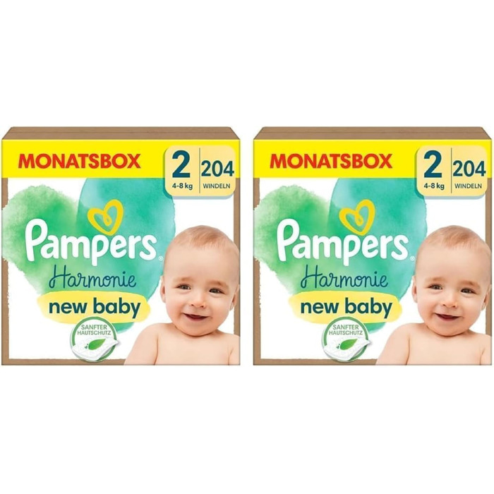 Дитячі підгузки Pampers Harmonie розмір 1 (2-5 кг), гіпоалергенні, на рослинній основі, 180 шт.