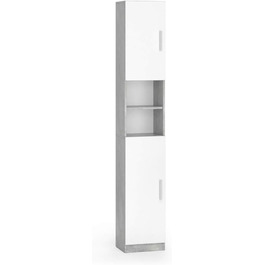 Високий шафа для ванної Vicco Luis, бетон/білий, 32x190 см