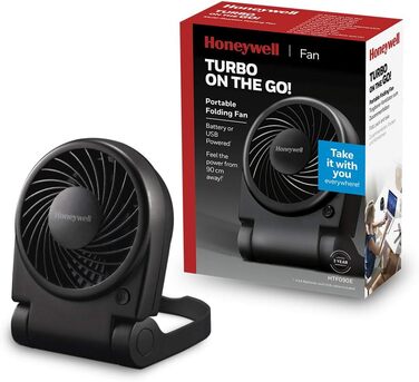 Портативний USB-вентилятор Honeywell Turbo на ходу, компактний, складаний, регульований, модель HTF090E