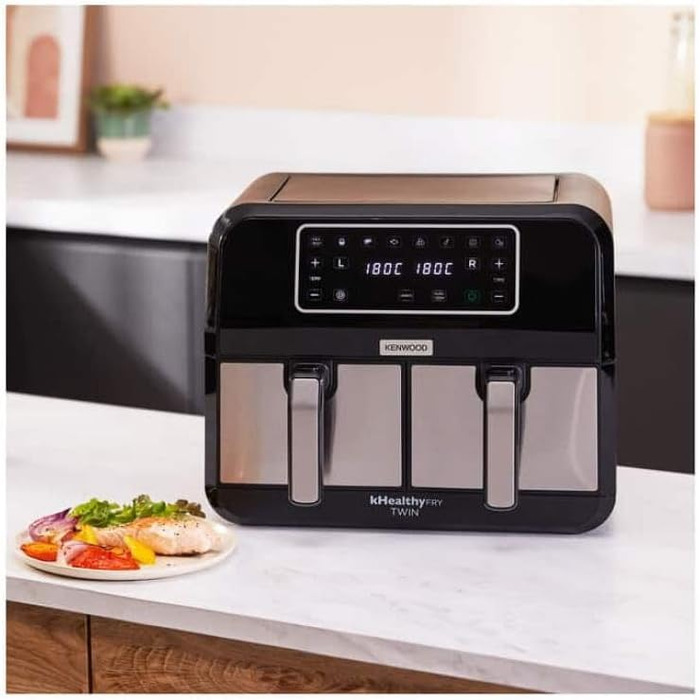 Аерофритюрниця з двома чашами Kenwood kHealthy Fry HFM20.000MB, 8л (2x4л), 8 програм, Dual Cook & Sync Finish, сенсорний дисплей, антипригарне покриття