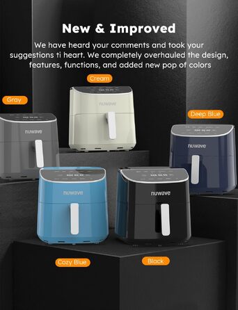 Аерофритюрниця Nuwave Brio Plus 2,5 л, цифровий сенсорний дисплей, діапазон температур 22,5°F - 450°F, Колір: Cozy Blue