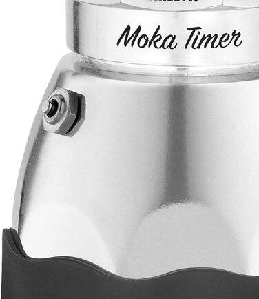 Електрична кавоварка Bialetti Moka з таймером, 6 чашок, 365 Вт, сріблясто-чорна