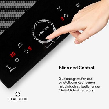 Плита індукційна Klarstein 30 см, 4 конфорки, склокераміка, сенсорне управління, таймер, 3500 Вт, чорна