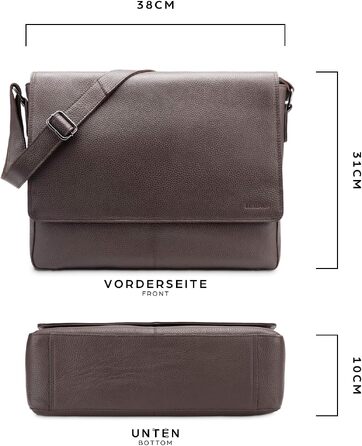 Шкіряна сумка для ноутбука LEABAGS Oxford 15 дюймів з оксфорду та натуральної шкіри для чоловіків та жінок, коричнева (Velvet Brown Rough)