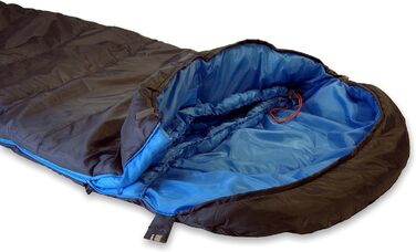 Спальний мішок High Peak TR 300, екстра широкий, 3-4 сезони, температура до 0°C, теплий, дихаючий, водостійкий, для кемпінгу, фестивалів, трекінгу, антрацит/синій, з мішком для пакування, з'єднуваний, RV L