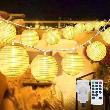 Світлодіодна гірлянда StarryEver 10 м, ліхтарики, тепле біле світло, 40 LED, для вулиці, патіо, балкона, саду, із пультом, розширювана, 8 режимів, з живленням від мережі