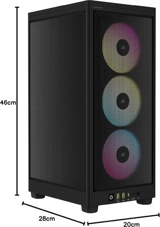 Корпус для ПК Corsair iCUE 2000D RGB Airflow Mini-ITX, сталевий, з підсвіткою, 3 вентилятори Slim AF120 RGB, контролер iCUE Lighting Node Core, чорний