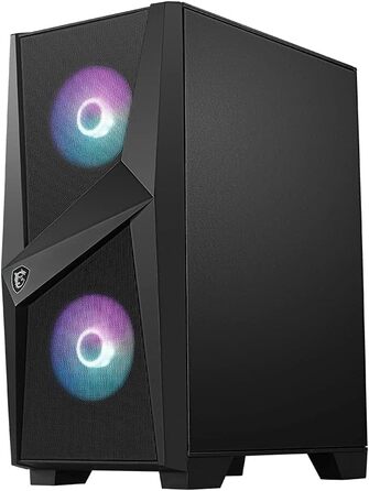 Корпус MSI MAG FORGE 100R Mid-Tower ATX, чорний, з RGB підсвіткою, 2x USB 3.1, 2x 120 мм A-RGB вентилятори, 1x 120 мм вентилятор