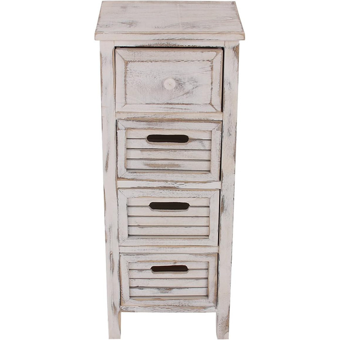 Комод Mendler T18, 4 шухляди, 74x30x25 см, вінтаж, білий, стиль шеббі-шик