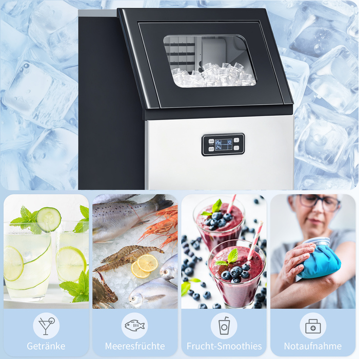 Промисловий льодовігенератор 45 кг/24год з бункером на 11 кг та LCD-дисплеєм для ресторанів
