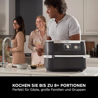 Аерофритюрниця Ninja Foodi FlexDrawer Dual Zone 10,4 л, 7-в-1, з антипригарним покриттям, знімним роздільником, чорна, AF500EU