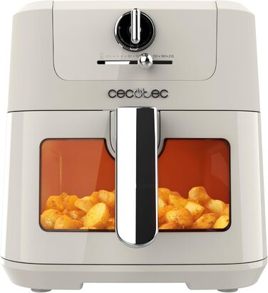 Фритюрниця без олії Cecotec Cecofry Antique 5000 з вікном, 5 л, 1500 Вт, Digital, PerfectCook, Retro-дизайн, білий колір