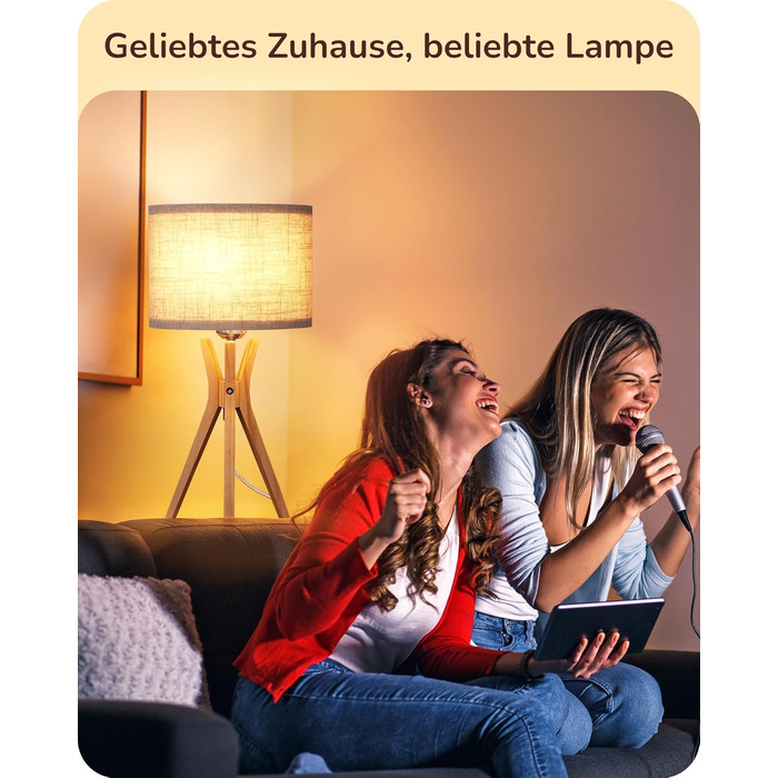 Настільна лампа EDISHINE з натурального дерева, LED, вінтажна, з лляним абажуром, для спальні та вітальні, E27, бежевий, кабель, у стилі кантрі