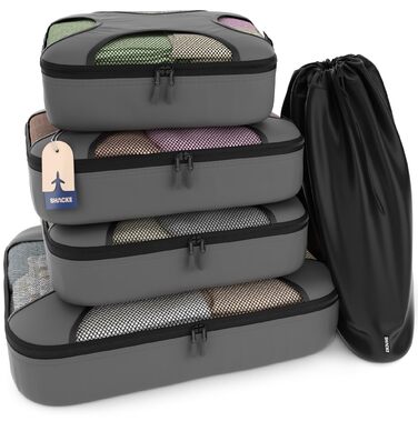 Набір органайзерів для подорожей Shacke Packung (4 шт.) з мішком для білизни, темно-сірий
