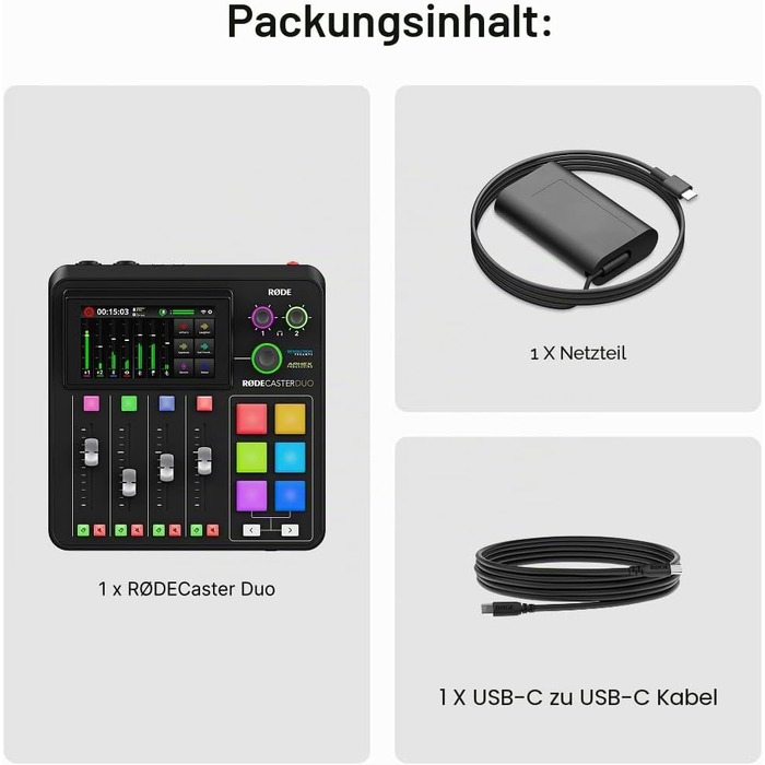 RØDE RØDECaster Duo: Професійний аудіомікшер для подкастів, стрімінгу та музики (RCP Duo Noir)