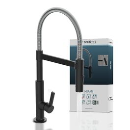 Змішувач кухонний SCHÜTTE MIAMI 79147 з висувним душем, чорний/хром - одноричаговий, з магнітним утримувачем, для мийки