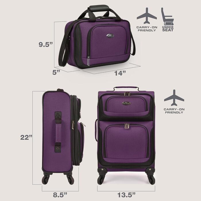 Валіза ручної огляду U.S. Traveler Rio Königsblau (фіолетовий, 4 колеса)