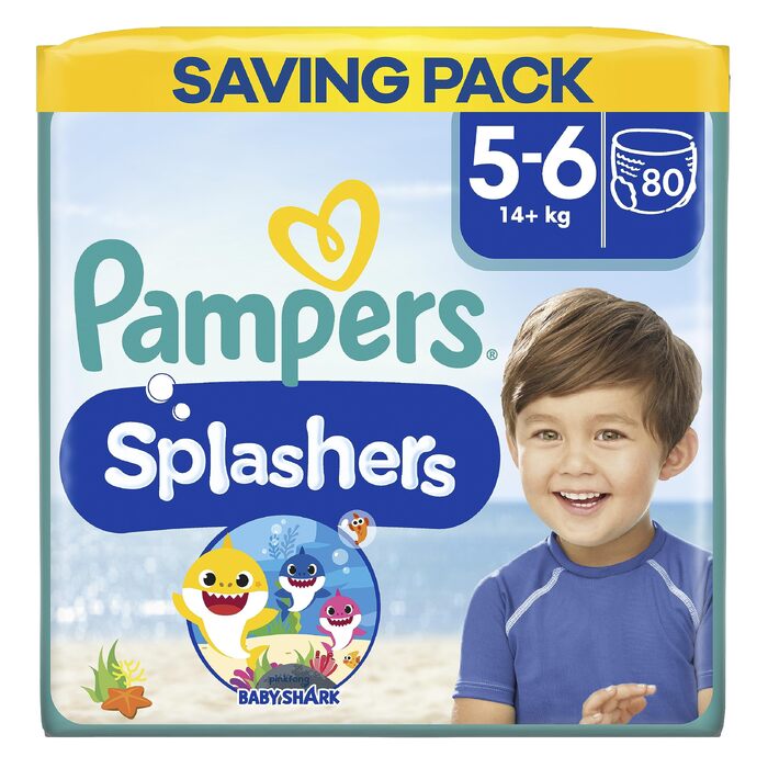 Одноразові плавальні трусики Pampers Splashers, розмір 5/6 (14кг+), набір 8 пачок по 10 шт (80 шт)