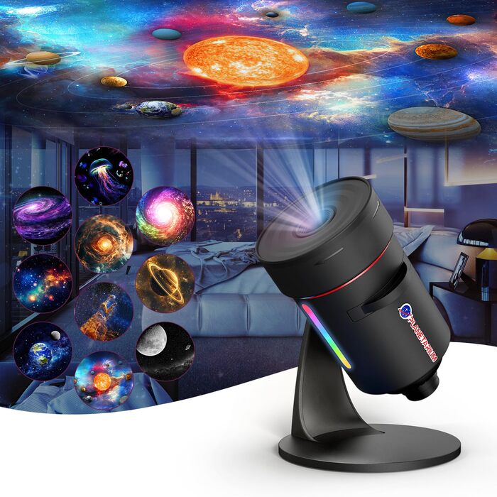 Проєктор зоряного неба VanSmaGo 8 покоління Sternenhimmel Galaxy: Планетарій, нічник HD, обертання 360°, таймер