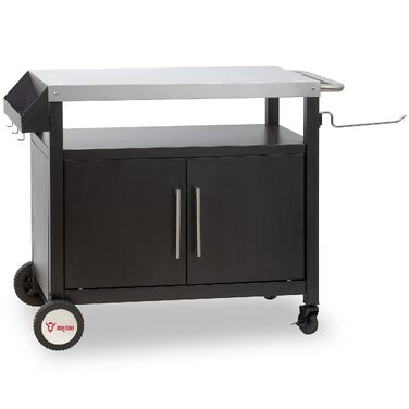 Допоміжний стіл для гриля BBQ-Toro Grillwagen, сервірувальний візок для вулиці та саду, сріблясто-чорний, 103.5 x 59 x 81 см