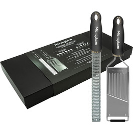 Набір кухонних терок Microplane (цедра та овочерізка) для пармезану, картоплі, огірка, цукіні, моркви, імбиру, мускатного горіха, чорний, леза з нержавіючої сталі