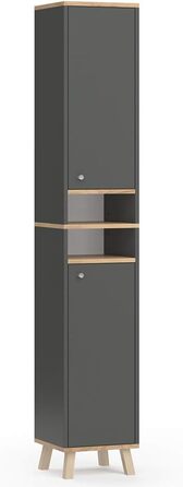 Шафа для ванної Vicco Senyo, антрацит/дуб золотий, 30x174 см, високий пенал