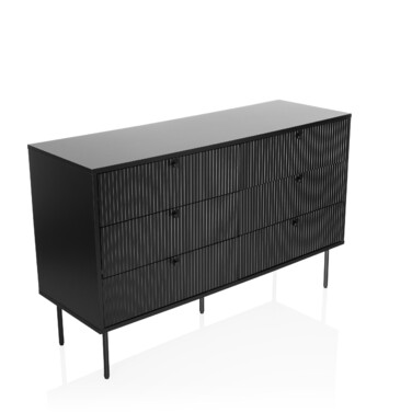 Тумба під TV/білизна KARBY S 120x40x75 см, 6 висувних ящиків, чорний колір, hjh LIVING
