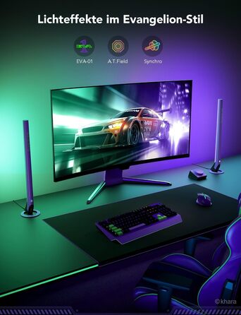 Ігрова світлодіодна світлова панель Govee x EVANGELION з Wi-Fi, розумним контролером, музичними режимами, 62 сценами, сумісна з Alexa та Google Assistant, підсвітка для ігрової кімнати