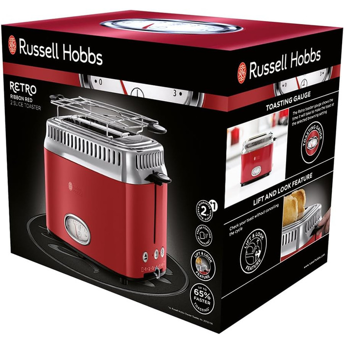 Тостер Russell Hobbs + Електричний чайник Russell Hobbs Retro червоний, клас енергоефективності A