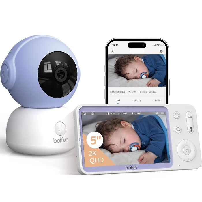 Відеоняня BOIFUN 2K/3MP з камерою Wi-Fi, нічним баченням, 5