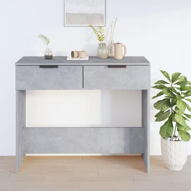 Консольний стіл vidaXL з 2 шухлядами, бетонно-сірий, 90x36x75 см, ДСП – туалетний, приставний, для коридору