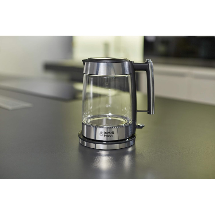 Тостер Russell Hobbs Elegance Glas/Нержавіюча сталь - для 2 скибок хліба або 1 широкої, 6 рівнів підсмажування, розморожування та підігрів, решітка для булочок