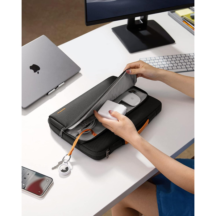 Сумка для ноутбука tomtoc 360° Business для MacBook Air 13 M5 та MacBook Pro 13, захисний чохол чорного кольору