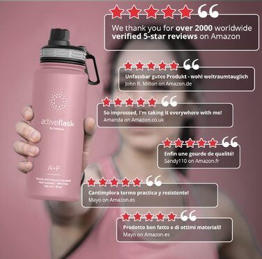 Термос-бутилка з нержавіючої сталі ACTIVE FLASK із соломинкою, 3 кришки, BPA-free, герметична, для газованої води, велосипедна ізотермічна пляшка для води, спорту, дітей, чаю