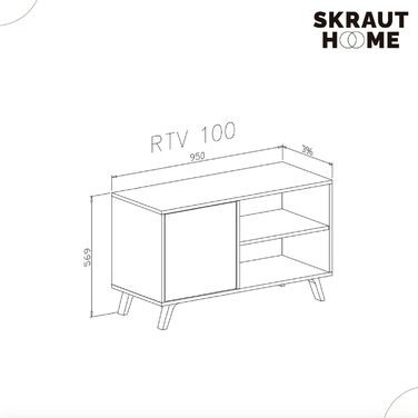 ТВ-тумба Skraut Home Wind 100 для вітальні, 95x57x40 см, сіра, для телевізорів 32-40 дюймів, з розпашними дверцятами, колір Пучіні