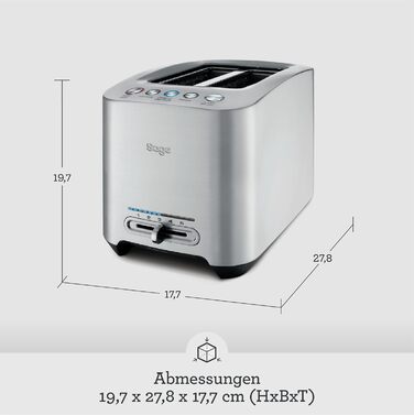 Тостер Sage The Smart Toast на 2 скибки, щітлений алюміній, розумний тостер з електронним керуванням