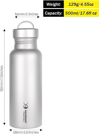Фляга SILVERANT Titan для води 500 мл, кругла - легка пляшка для кемпінгу, туризму та активного відпочинку