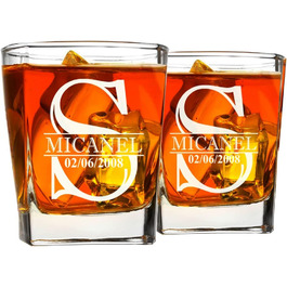 Набір з 2 персоналізованих склянок AIGAT 270 мл – подарунок чоловіку на день народження, 48 дизайнів