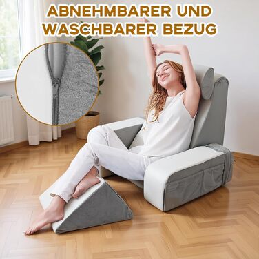 Подушка для читання з підголівником та підлокітниками, Memory Foam, для ліжка та дивана, зручна спинка для дорослих