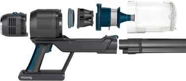 Акумуляторний пилосос H.Koenig PowerFlex+ 2-в-1 UPX26, складаний, безмішковий, до 40 хв, 220 Вт, 3 режими, легкий, ергономічний