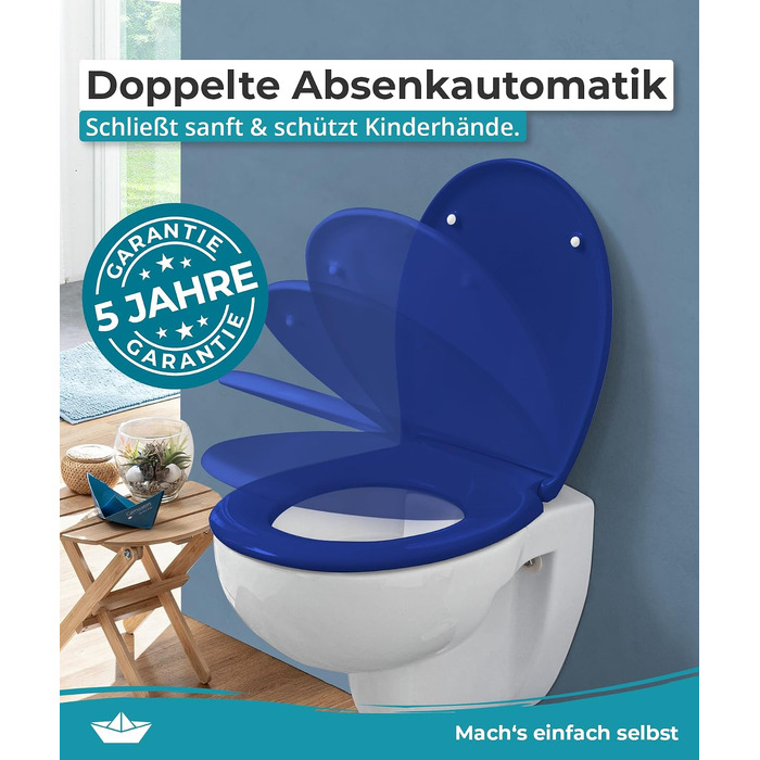 Сидіння для унітаза Calmwaters овальне з мікроліфтом (Duroplast), антибактеріальне, витримує до 250 кг, легкий монтаж, синій колір