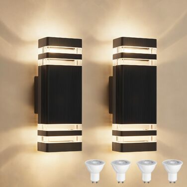 Стіна LED-світильник вуличний IP54 водонепроникний, Up and Down, 2×5W 3000K тепле біле світло, GU10, антрацит (набір 2 шт)