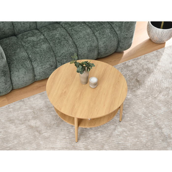 Круглий кавовий столик Mebel-Partner, 80 x 80 x 45 см, колір дуб