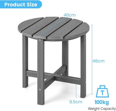 Стіл для балкона та саду GIANTEX, компактний, погодостійкий, з UV-захистом, HDPE, до 100 кг, 36x36x47 см