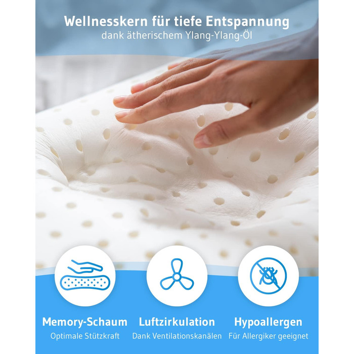 Ортопедична подушка для здоров'я maBELLA з ефектом пам'яті (Memory Foam) та доглядовим чохлом SKIN+