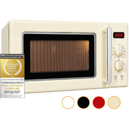 Мікрохвильова піч Exquisit Retro RMW720-3GDIG, 20 л, 1000 Вт, гриль, цифровий дисплей, обертовий піддон, розморожування, кремова