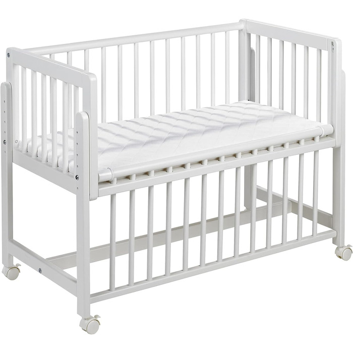 Дитяче приставне ліжечко Geuther Betty 45x90 см, 9-рівнева регулювання висоти, масив дерева, екологічне, біле