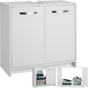 Шафа під умивальник tectake, білий меблевий тумба для ванної та WC, шафа під раковину, тумба для умивальника, меблі для ванної кімнати