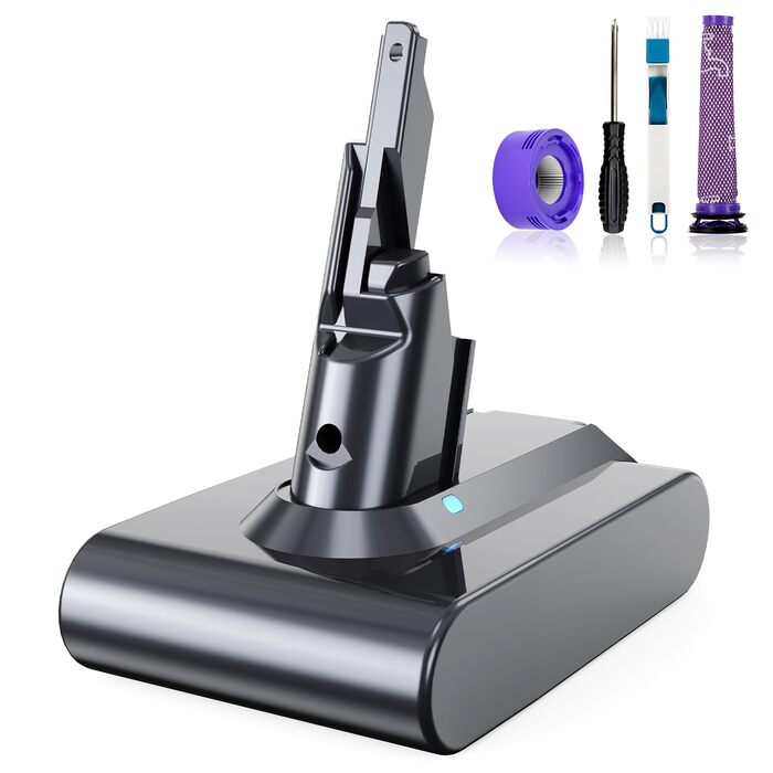 Акумулятор Vunzo 6000mAh для пилососа Dyson Animal Absolute Motörhead Fluffy Total Clean: Замінна батарея + 2 фільтри (V7-6000)