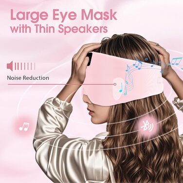 Маска для сну з Bluetooth-навушниками, 100% затемнення, шовкова маска для очей, для чоловіків та жінок, м'які навушники, Bluetooth маска для сну, подорожей (Бейбі Роуз)